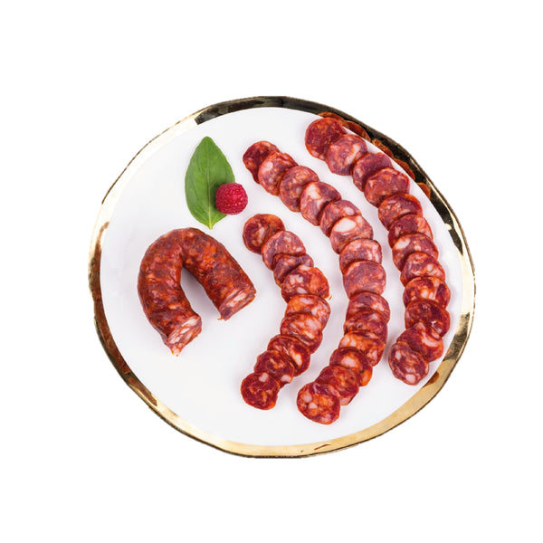 Chouriça de porco bísaro, vista de pormenor do enchido
