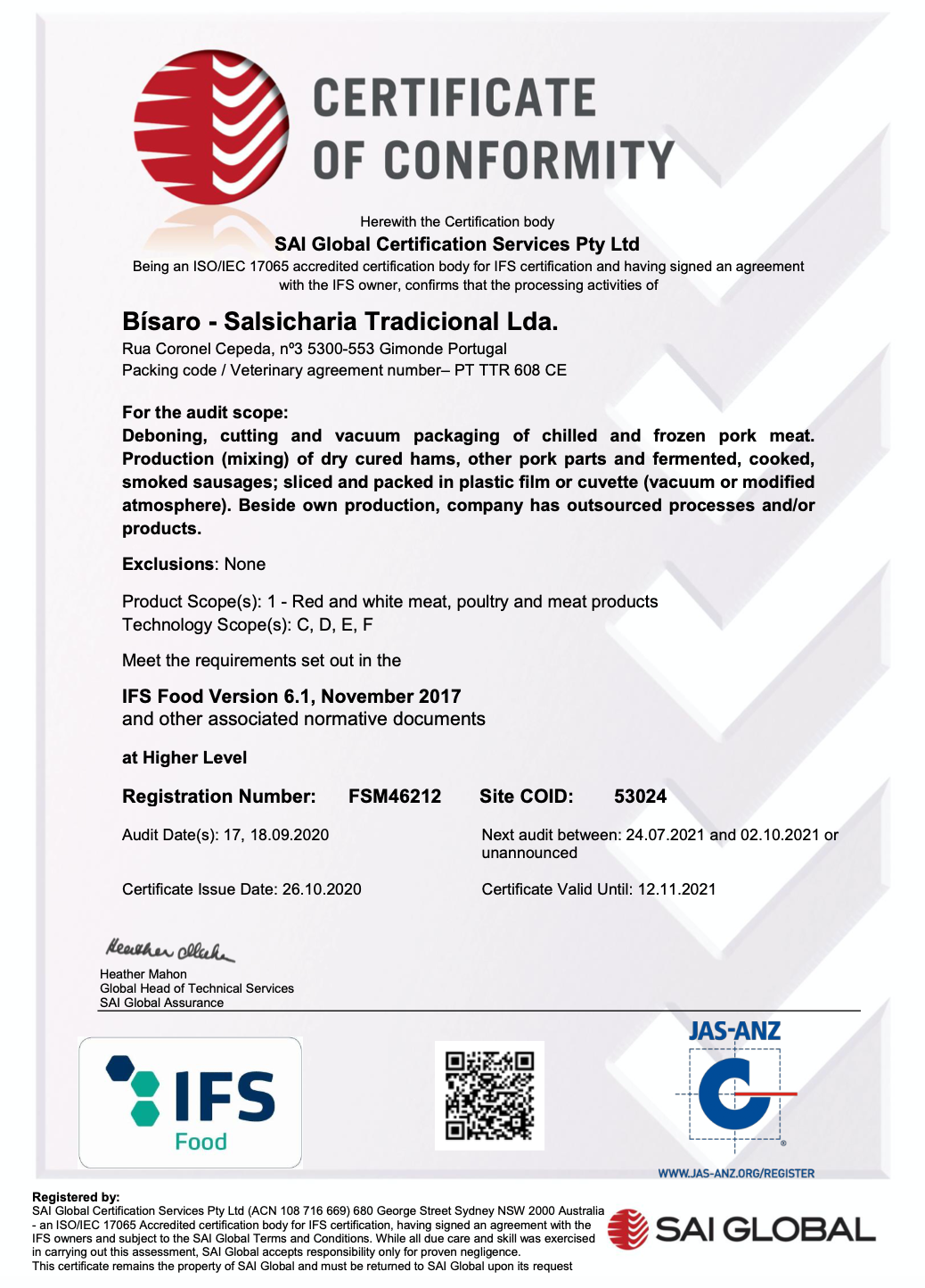 Certificação IFS - Food 2020
