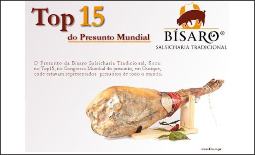 Presunto de porco bísaro da Bísaro Salsicharia Tradicional no TOP15 dos Presuntos Mundiais